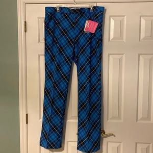 Men’s Royal & Awesome Golf Pants - Blue Plaid Trews 40 x 34. NWT.